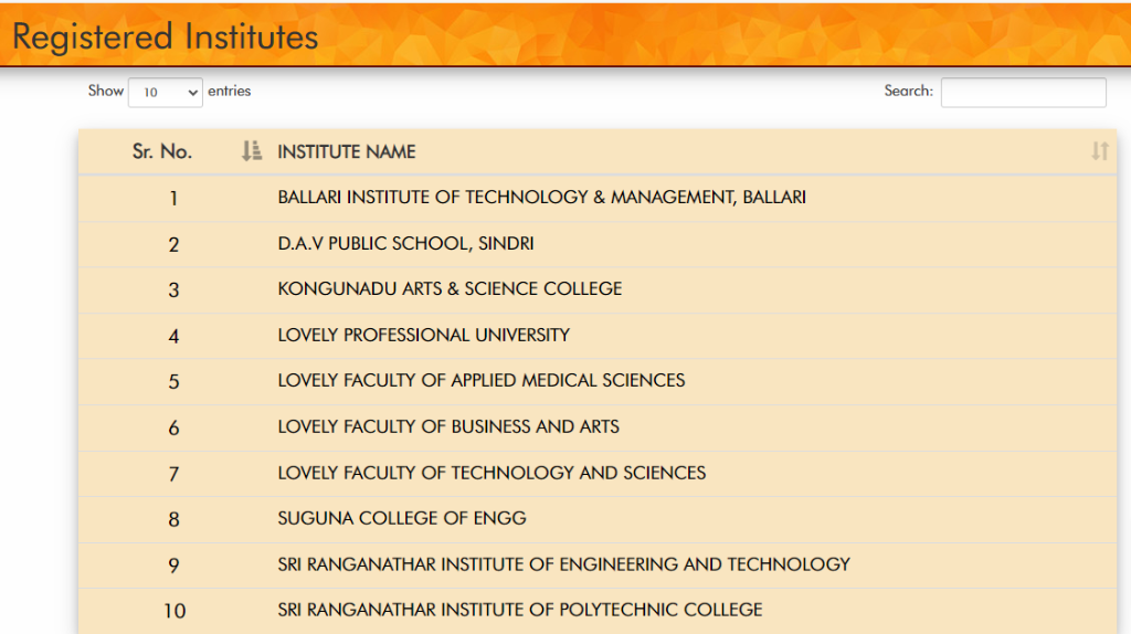 Vidyasaarathi Scholarship Registered Institute