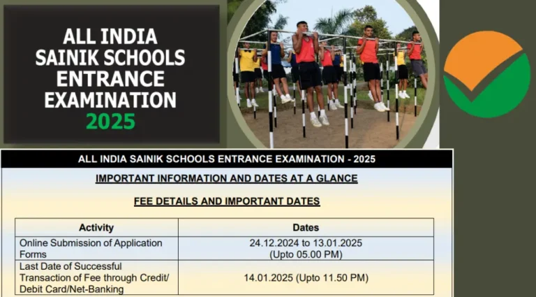 AISSEE 2025 Apply For Sainik School Admissions For Classes VI and IX Check Eligibility and Exam Pattern 768x425 1